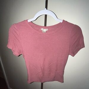 Bozzolo Pink Fitted Crop T-Shirt